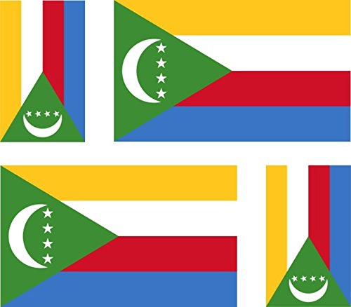 Akachafactory 4 x Autocollant Sticker Voiture Moto Valise pc Portable Drapeau Comores comorien