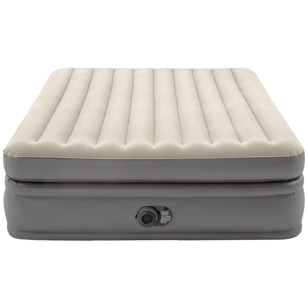 INTEX DuraBeam PrimeComfort Luftbett für 2 Personen (152x203x51 cm) max. 272 KG– mit integrierter Elektropumpe – Gästebett aufblasbares Bett Camping Matratze mit Fiber-Tech (64164ND)