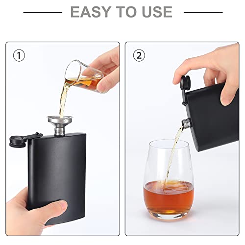 ROMORC 2 Pack Hip Flasks for Liquor Matte Black 8 Oz Stainless Steel Leak-proof Thin Flasks with 2pcs Funnels and Cups for Wedding Party, Groomsman, Bridesmaid, Gift (Black) by ROMROC - Image 6