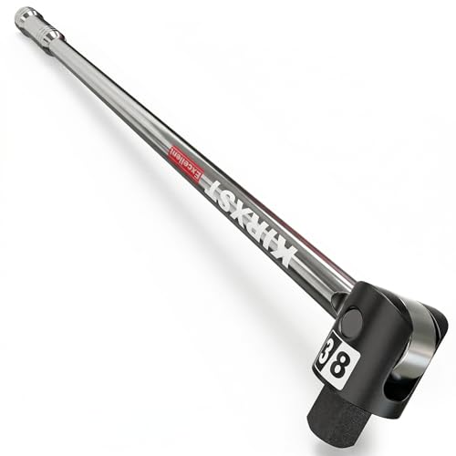 KIRXST 17.5-Inch 3/8 Drive Breaker Bar Heavy Duty Extension Breaker Bar 250 Rotatable Head Premium Chromium Molybdenum Steel Mechanical Work Automobile and Motorcycle Maintenance and Repair