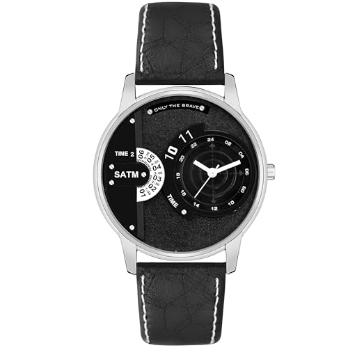 Image of Acnos 4 Diffrent Watch Pack of 1 Leather Belt Black Belt Analog Watch