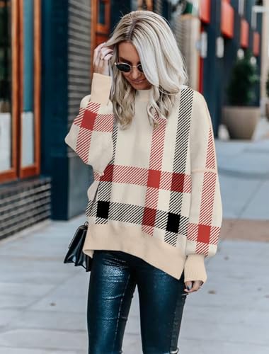 Image of Womens Sweaters Causal Crewneck Batwing Sleeve Knit Top Side Split Oversized Pullover Sweater Loose Jumper
