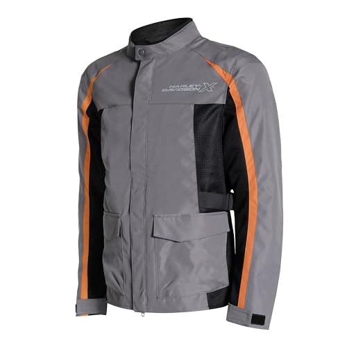 Image of HARLEY-DAVIDSON X TourX Edge Riding Jacket | 100% Polyester with Breathable Mesh Lining | Reflective Prints, Mandarin Collar & Contrast Piping | Durable, Lightweight & Stylish Motorcycle Jacket