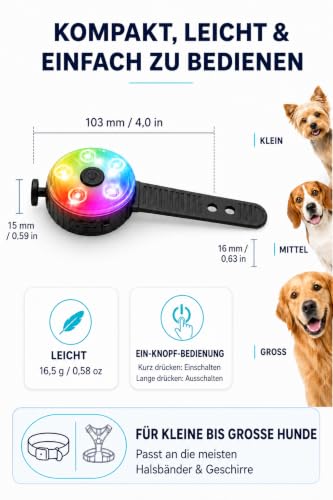 2 Stück Hundelicht, 8 Modi, wiederaufladbar, IPX7, Silikonband – Ansicht 4