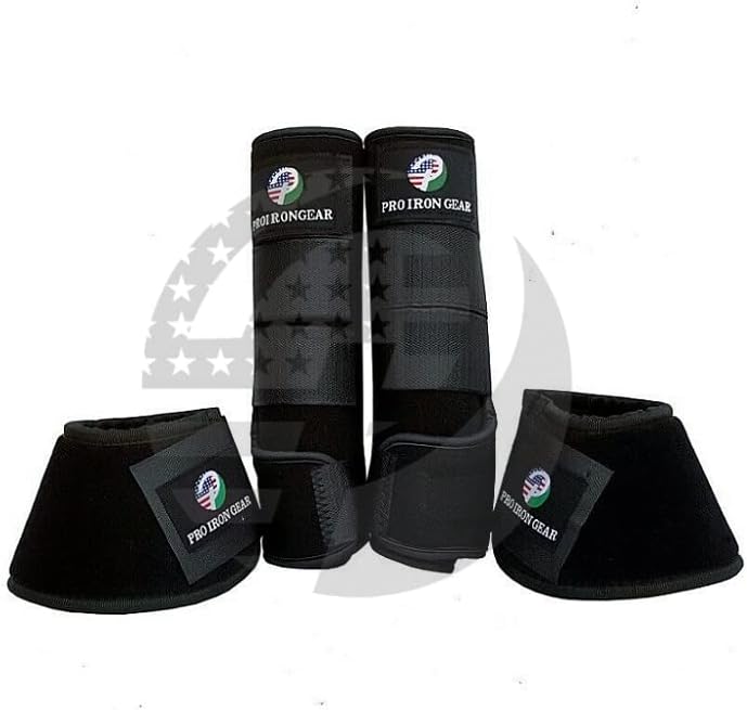 Miniatura 10 de Botas de cepillado medicinal para caballos, botas de campana de caballo, envolturas para piernas, equipo de protección, juego de 4 y juego de 6
