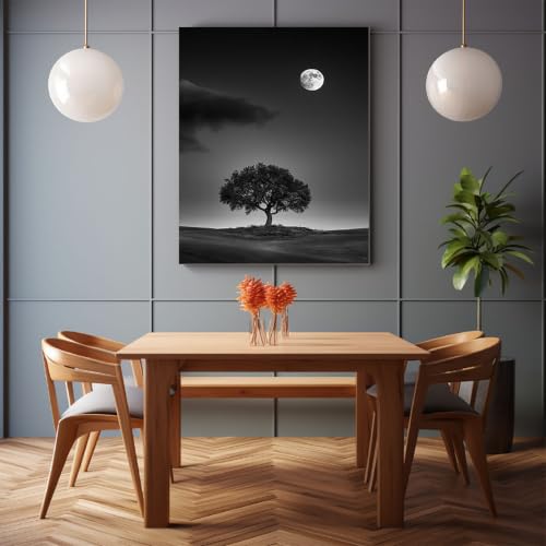 Lienzo de pintura abstracta de montaña y árboles para comedor y baño 2