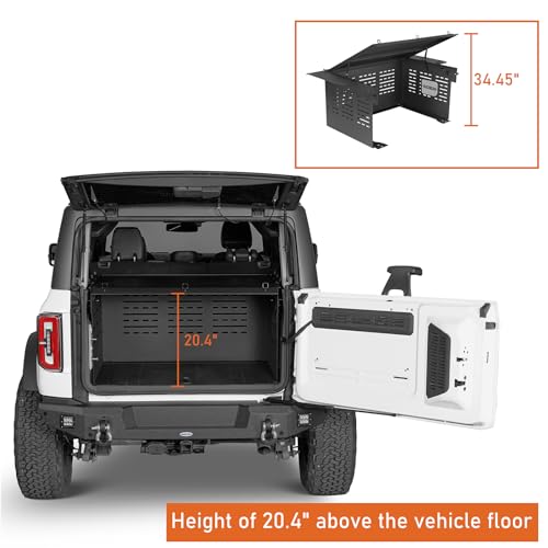 Hooke Road Bronco 4-Door Trunk Cargo Cover Organizer Tonneau Cover Security Deck Enclosure for 2021-2026 Ford Bronco Hardtop (Exclude Bronco Sport & Raptor)