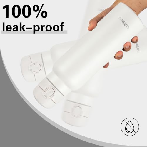 Image of GOPPUS 25 oz Insulated Water Bottle with Direct-Drink Lid,Keep Cold 24H,Leak-Proof Stainless Steel Bottle Ideal for the Gym,Travel,and Outdoor Use,Suitable for Teens and Adults（White）