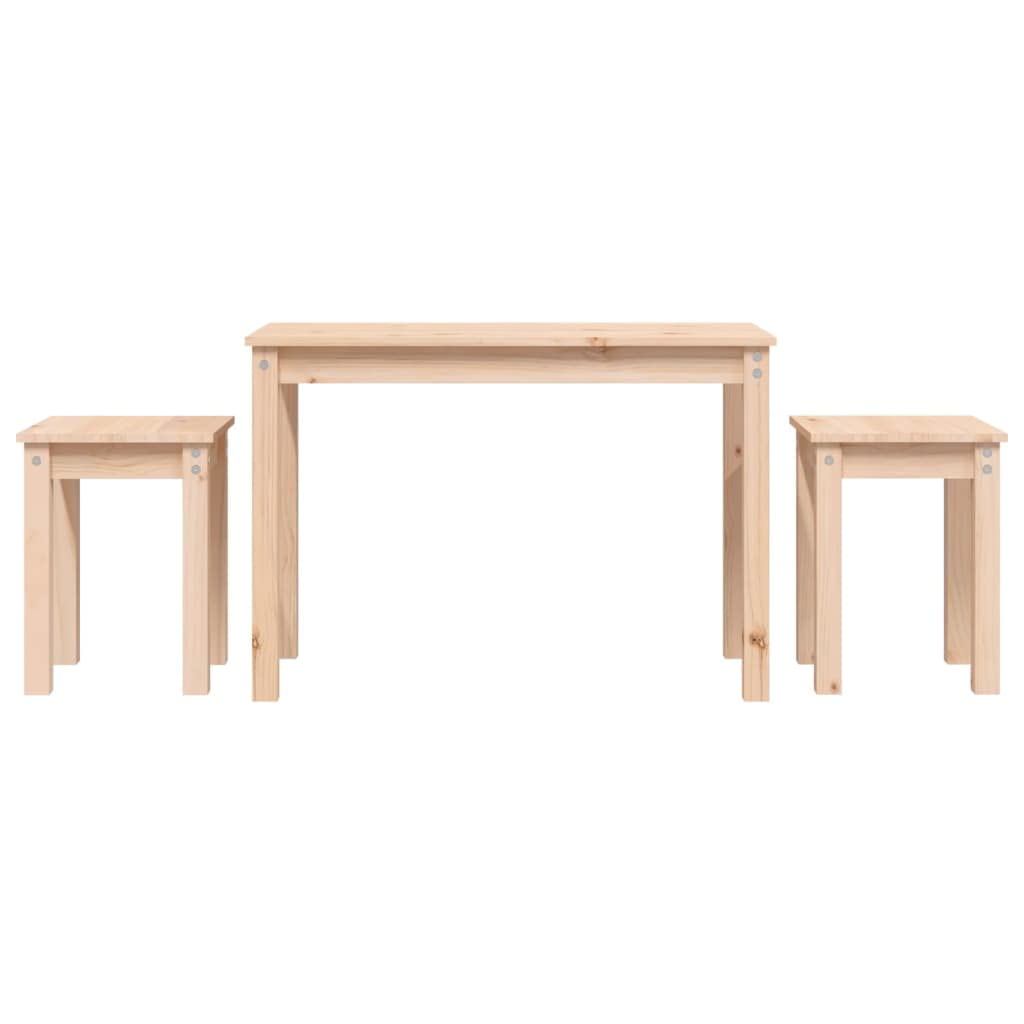 Juego de 3 mesas auxiliares de madera maciza de pino, 80 x 40 x 55