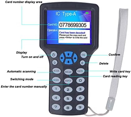 Labeled diagram of Jectse Smart RFID NFC Copier controls