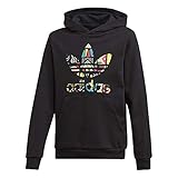 Tissu doux Adidas Hoodie Sweat-Shirt Fille Noir/Multicolore FR : S (Taille Fabricant : 7-8Y)