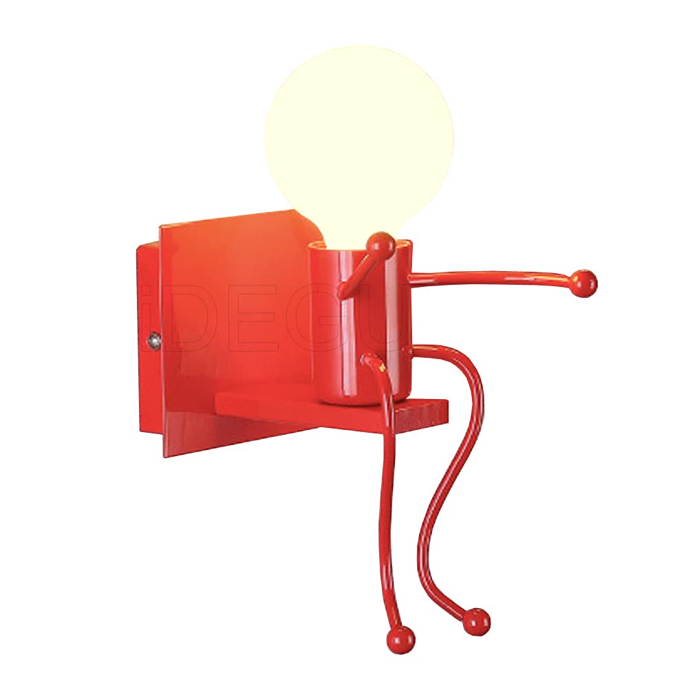 iDEGU Wandleuchte, moderne Wandlampe, Humanoidstil, kreativ, Dekoration Lampe für den Innenbereich, für Kinderzimmer, Wohnzimmer, Flur (rot)