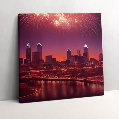 Peinture murale Philadelphie Wallfluent pour salon moderne - Grand tableau ambiance urbaine chic