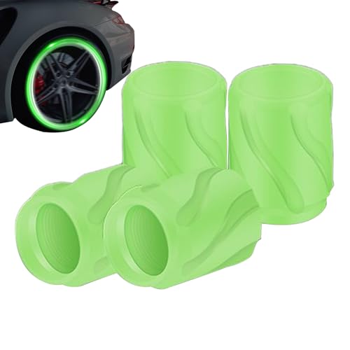Bouchons de Valve de Pneu fluorescents - 4 Capuchons Lumineux de Tige de Moto pour Une décoration élégante de Roue - Design en Aluminium avec Effet LED -...