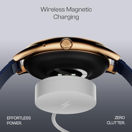 Image of Fire-Boltt Phoenix Air Smart Watch 1.26 inch Round Display, Rotating Button, Wireless Charging, Ultra Lightweight Metal Body, Bluetooth Calling, Smartwatch with Silicone & Mesh Steel Straps Sapphire