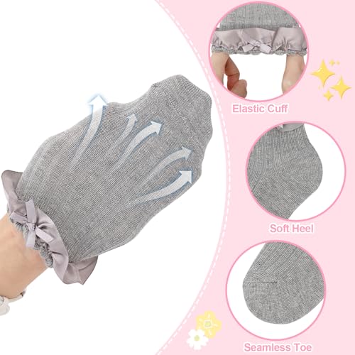 Meeshine 5 Pairs Baby Girls Socks Toddler Ruffle Lace Bow Frilly Dress Cotton Ankle Princess Socks for Kids 1-8T3