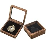 SiliFine 2 Pcs Wooden Pocket Watch Display Case Walnut Wood Single Watch Gift Box with Clear Acrylic Window Display Storage Organizer for Men Women Jewelry Bangle Protect