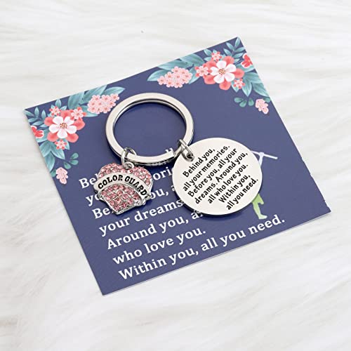 FEELMEM Flag Girl Charm Jewelry Behind You All Your Memories Color Guard Keychain Color Guard Senior Grad Jewelry Gift3