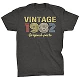 40th Birthday Shirts for Men - Vintage Original Parts 1982 - Retro Birthday - 001 - F/Dk. Heather-Lg