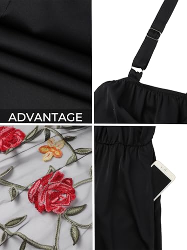 ZNU Women Plus Size Formal Party Wedding Guest Cocktail Dress 2025 - Floral Embroidered Shawl Evening Dress with Pockets2