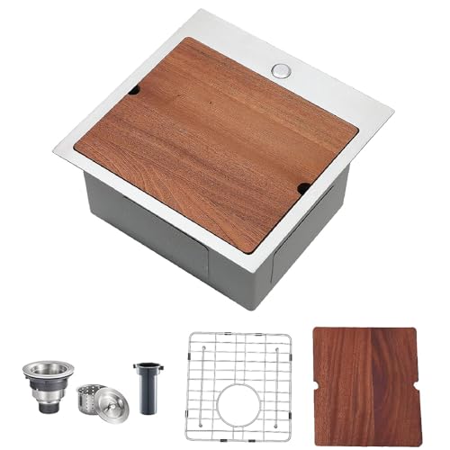 Fregadero de barra de 18 x 18 pulgadas, fregadero de cocina pequeño de acero inoxidable de 18 pulgadas, estación de trabajo profunda, fregadero de preparación de barra húmeda, fregadero de RV con