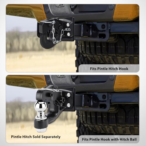 Image of Nilight 1-Position Pintle Hook Mount for 2 inch Hitch Receiver Solid Steel MGTW 20,000 lbs 9-Inch Length Black Pintle Hook Hitch Mounting Plate