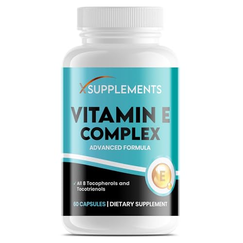 X Supplements Natural Vitamin E Capsules for Skin | 60 Vegan VIT E Capsules | All 8 E Tocopherols & Tocotrienols | Vitamin E Supplement | Immune System Booster | 100% Natural Ingredients