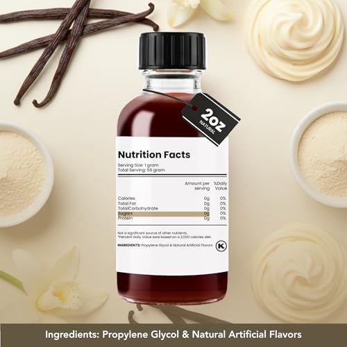 Image of Dolce Flav Vanilla Extract - 2 Ounce Water-Soluble Kosher, Sugar-Free, Concentrated Vanilla Flavoring for Baking, Cookies & Desserts, Includes Measured Dropper