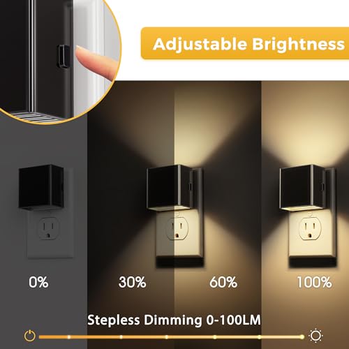 Image of L LOHAS LED Night Light 2 Pack, Night Lights Plug into Wall, Dusk to Dawn Sensor, Soft White 3000K, 0-100LM Adjustable Brightness, Dimmable NightLight for Bathroom Hallway Kitchen