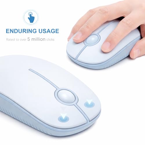 Image of VssoPlor Wireless Mouse, 2.4G Slim Portable Computer Laptop Mouse with Nano Receiver Quiet Silent Optical Mice for Notebook, PC, Laptop, Computer-Light Blue