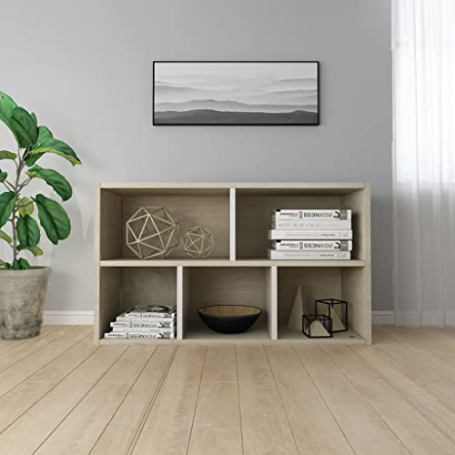 Cumyzo Book Cabinet/Sideboard White And Sonoma Oak 19.7"X9.8"X31.5" Engineered Wood Multicolour 12.5Kg/27.5Ib #TOP5