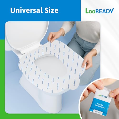 Image of Toilet Seat Covers Disposable Flushable - Regular Size (16x19 inch) - Travel Size Individually Wrapped, Soft & Strong, Pocket Size for Public Restrooms at the Office, for Commuters or Holiday (30 Pack)
