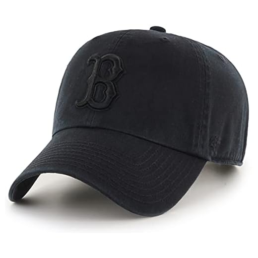 '47 MLB Black/Black Clean Up Adjustable Hat Cap, Adult One Size (Boston Red Sox Black/Black)