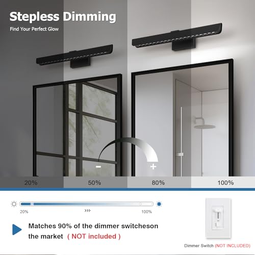 ECOBRT Bathroom Vanity Light, 24 Inch Modern Linear LED Vanity Lights for Bathroom Over Mirror, Dimmable Matte Black Wall Sconce Lighting Fixture with Acrylic Lens, 14W 5500K Daylight by ECOBRT - Used condition - Image 4