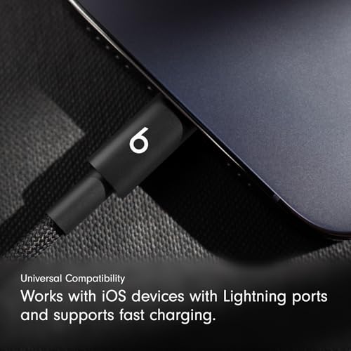 Image of Beats USB-C to Lightning Woven Short Cable Fast Charging Durable /Tangle-Free Compatible Charger for Apple Devices w Lightning Ports (8 in, 20 cm) - Bolt Black