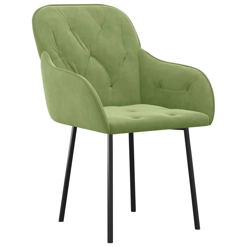 2 Pezzi Sedie da Pranzo Verde Chiaro in Velluto Morbido con Struttura Metallica Robusta, Design Elegante per Soggiorno e Cucina, Comode con Braccioli e Schienale Imbottiti,