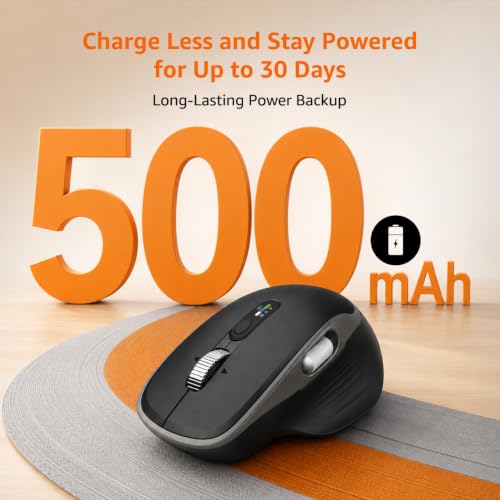 Image of Amazon Basics Ergonomic Wireless Mouse, Bluetooth + 2.4 GHz, Silent Clicks, Side Scroll Wheel, 5 Adjustable DPI Settings up to 4800, Connects up to 3 Devices, Rechargeable, For PC, Mac, Laptop (Black)