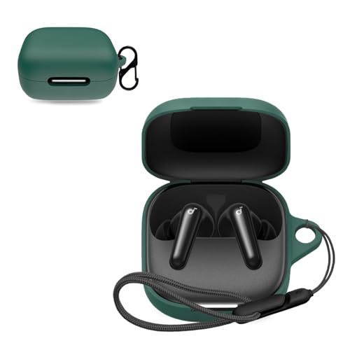 For Anker Soundcore P31i �p �P�[�X �J�o�[ �yNOUKAJU�z ���C�����X �C���[�z�� �V���R�� �ی�P�[�X �i�J���r�i�t��+�X�g���b�v�t�� �j �����h�~ �L�Y�h�~ �ϏՌ� �����[�d�\ �h�� �h�o (�O���[��)