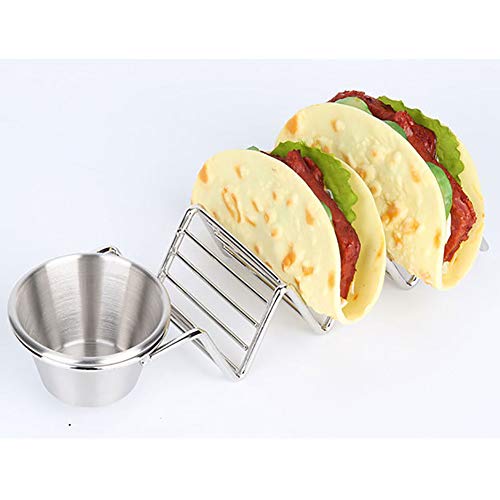 Tacoシェルスタンドアップホルダープレミアムステンレスオーブン＆食器洗い機安全なTacoホルダー、各3個のタコスを保持し、きちんとした直立したシェルを保持のサムネイル
