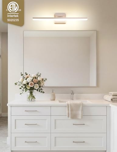 Image of VOLISUN Modern Bathroom Vanity Light 31.5 inch, Rotatable, 28W Dimmable 5CCT Led Bathroom Light Fixture Over Mirror, Brushed Nickel Bar Vanity Light for Bathrooms Mirror Restroom-ETL Certificated