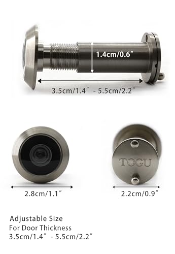 Image of TOGU TG2814YG-SN Solid Brass UL Listed 220-degree Door Viewer with Heavy Duty Privacy Cover for 1-3 /8 inch to 2-1 /6 inch Doors, Satin Nickel Finish,5 Sets