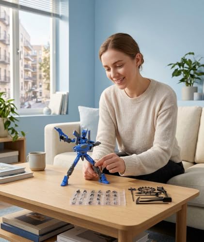 Image of Action Figure Toys, Dummy 13 Action Figure with Articulated Joints, DIY Assembly Robot for Desktop Decoration and Creative Display, Blue Collectible Figure for Office and Home