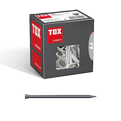 TOX Drahtstifte Nails 3,1x80 mm mit Stauchkopf für beinahe unsichtbare Befestigungen in Holz, universelle Einsatzmöglichkeit im Innen- und Außenbereich, blanker Stahl, 400 g im Karton, 063100210