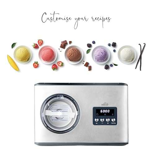 Lacor - 69306 - Arctic Eismaschine, Cool-Funktion, mit 2 Rührpaddeln, einfache Bedienung, einfache Reinigung, Edelstahl, abnehmbarer Behälter, 1.5 Liter Fassungsvermögen, 150W