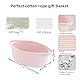 Präsentkorb leer rosa, Geschenkkorb klein aus Baumwollseil, geflochtener Korb für Geschenke Baby, Osternest Korb Aufbewahrungskorb, Spielzeugkorb, Wird mit Geschenktüte und rosa Schleife geliefert