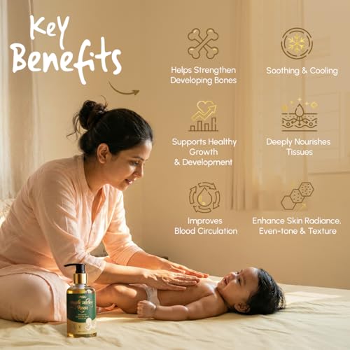 Image of Vasu Swarna Malish Ayurvedic Tailam Baby Massage Oil - 200 ml | Suvarna Infused | Helps Strengthen Developing Bones | Deeply Nourishes | Quick Absorption & Spreads Easily | Improves Blood Circulation