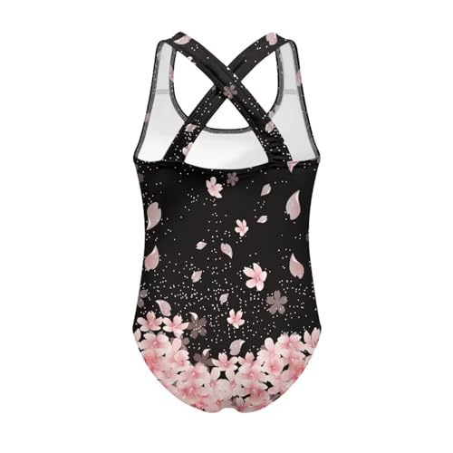 Image of WELLFLYHOM Girls Bathing Suits Size 5-14 One Piece Cross Back Swimsuit Sleeveless Full Coverage Swimwear for Beach Swimming