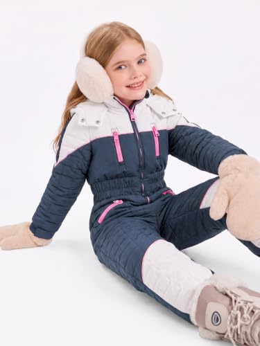 Image of Haloumoning Kid Snowsuit Girls Hooded Waterproof Insulated Ski Suit