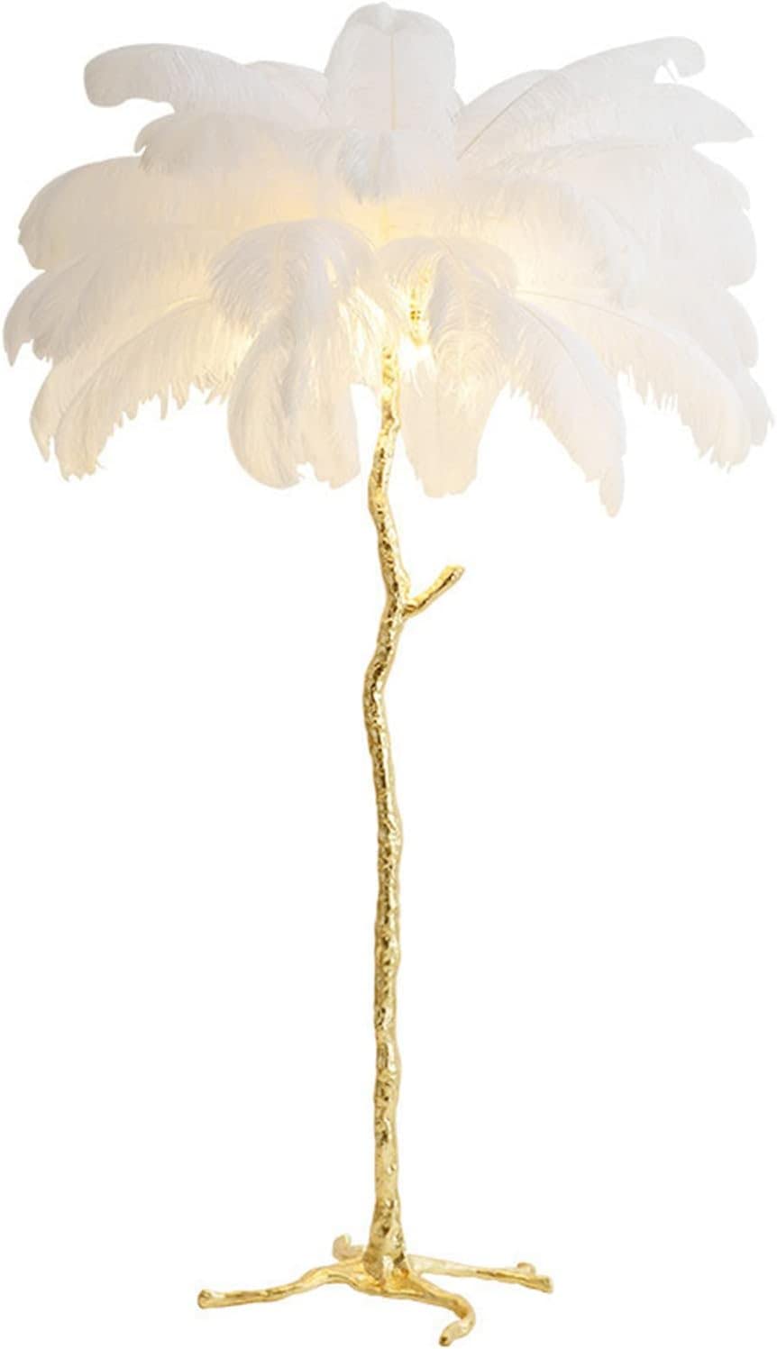 Lámpara de pie de plumas de resina dorada de alta calidad y diseño