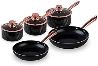 Tower T800000RB Linear Non Stick Induction Frying Pans Set, Cerasure Coating, Black And Rose Gold, 2 Piece, 24/28 cm